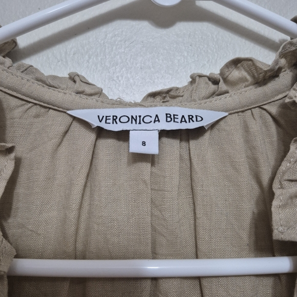 Veronica Beard Women's Neutral Lux Beige Hawken Tiered Linen Mini Dress Size 8 - Picture 10 of 11
